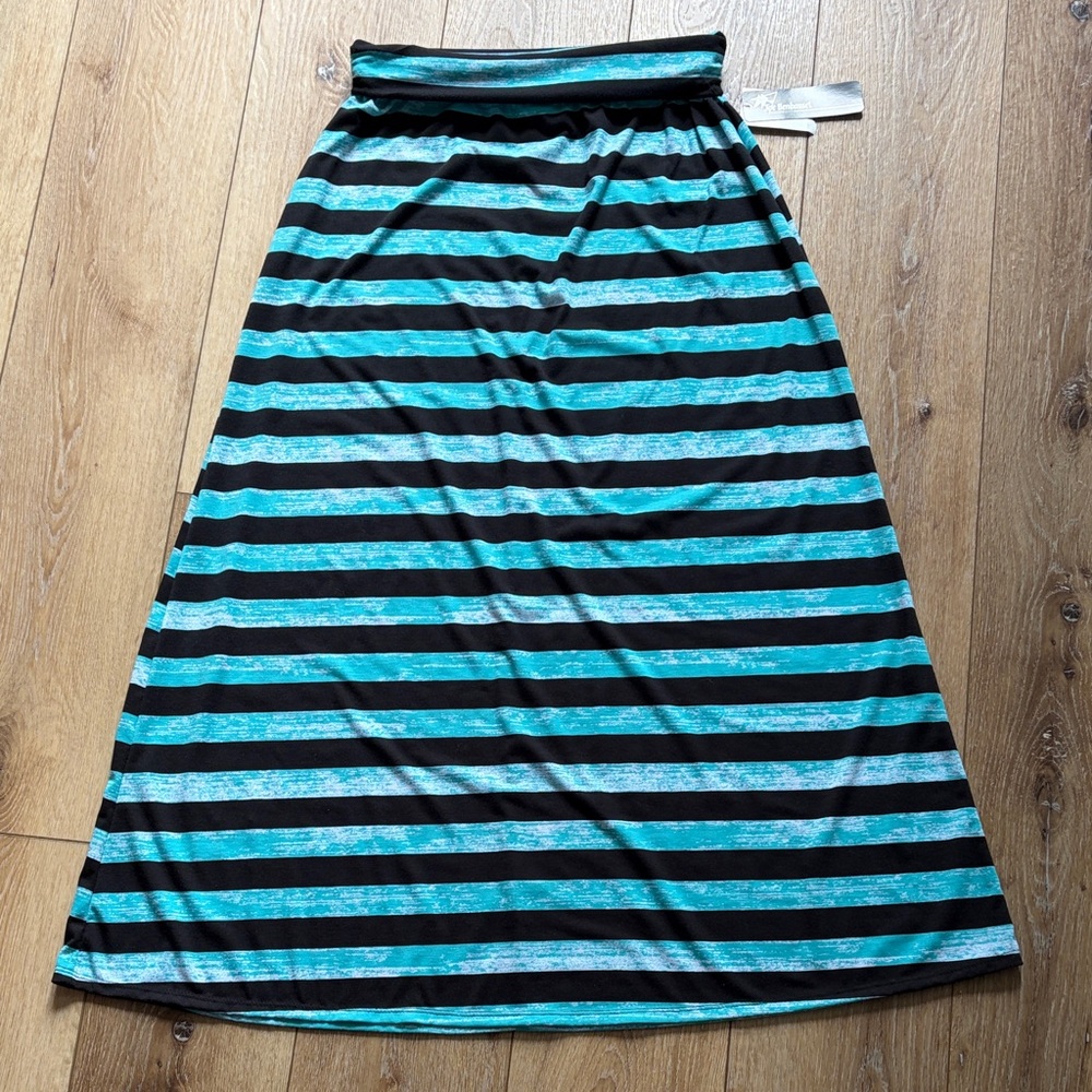 Vintage Y2K Joe Benbasset Black Blue Stripe Maxi Skirt NWT Size L